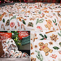 Плед Ardesto Christmas Flannel | 160х200 см, 100% полиэстер, имбирные пряники, новогодний