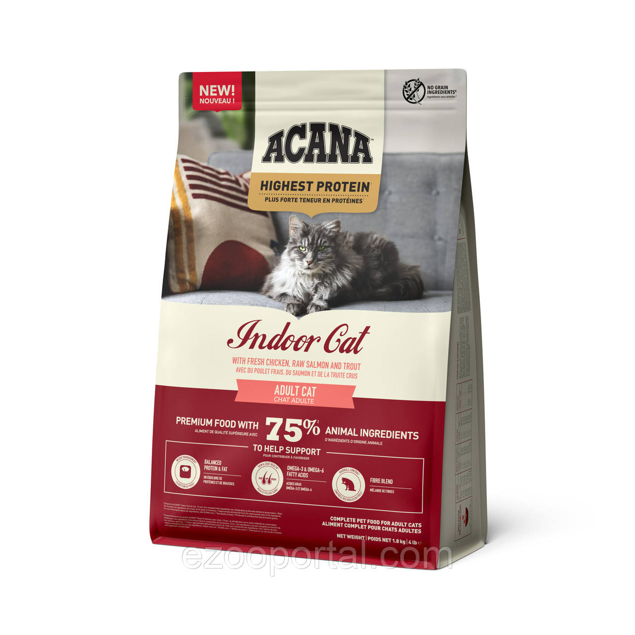 Сухий корм ACANA Highest Protein Indoor для котів з м'ясом та рибою 1.8кг, фото 1