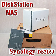 Synology DS216j — NAS-сервер, 2 відсіки, DSM 7.3, Gigabit LAN, USB 3.0, б/в