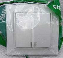 Выключатель 2-й встроенный з підсвічуванням Milana GISelt, белый G8102