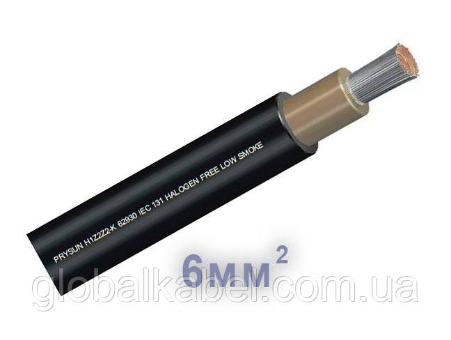 Кабель 1х6 для сонячних панелей (PRYSMIAN) PRYSUN H1Z2Z2-K Solar PV Cables, дріт Solar чорний, фото 1