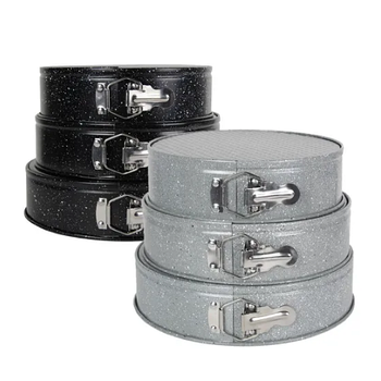 Набір роз'ємних форм для випікання 3шт (24/26/28*6,5см) вуглецева сталь (блакитний,беж) 6031 KAMILLE