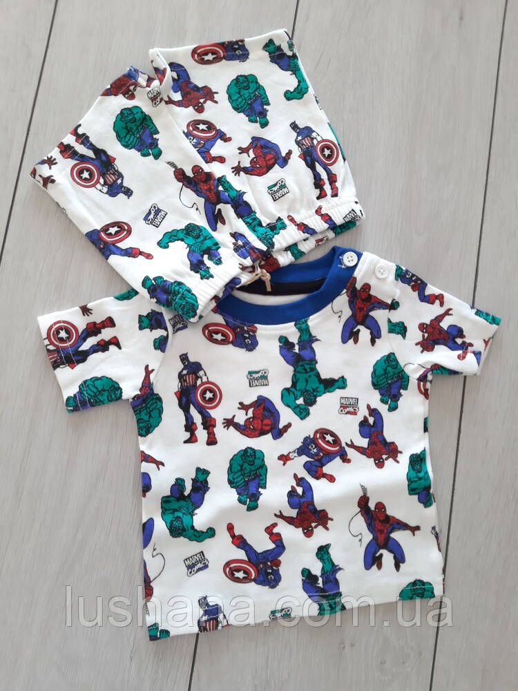 Футболка + шорти Primark на хлопчика / комплект / Marvel / Месники / р.62 / 0-3 місяці (більшомір), фото 1