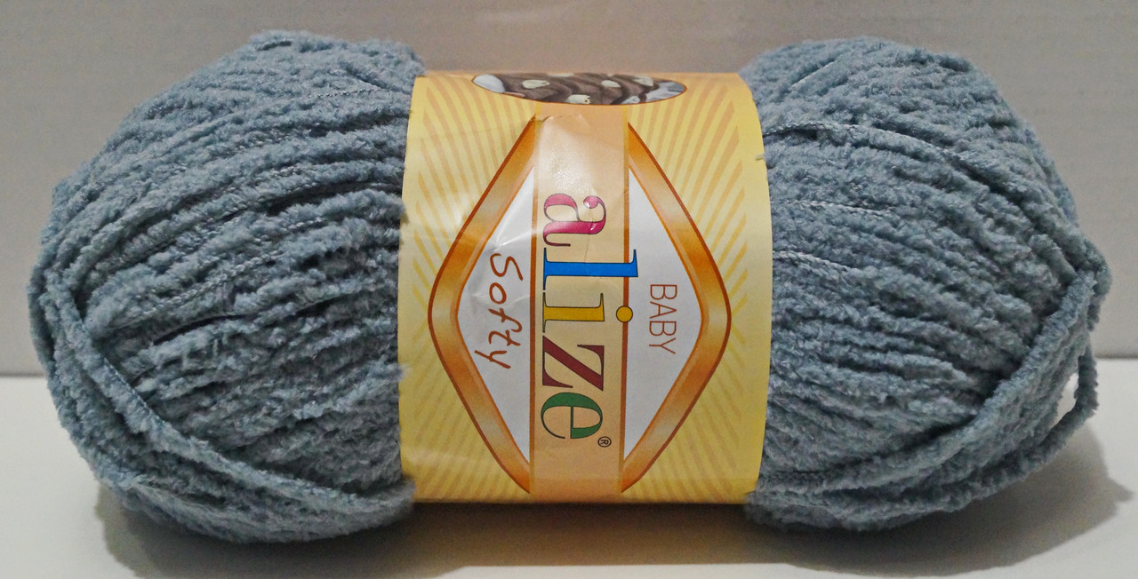 Нитки пряжа для в'язання велюрова плюшева SOFTY Софті від ALIZE Алізе № 119 - сіре небо