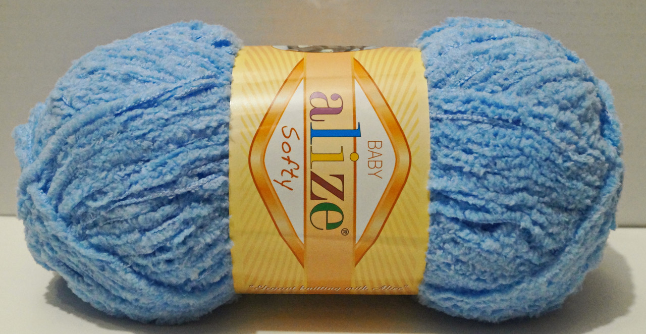 Нитки пряжа для в'язання велюрова плюшева SOFTY Софті від ALIZE Алізе № 40 - блакитний