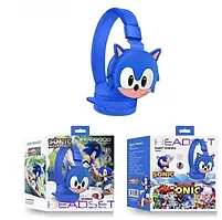 Навушники Headset дитячі бездротові їжачок Сонік з Bluetooth і мікрофоном для хлопчика, регульований розмір, сині