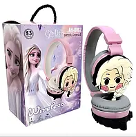 Навушники Headset дитячі бездротові Ельза Холодне серце з Bluetooth і мікрофоном для дівчинки, регульований розмір, рожеві
