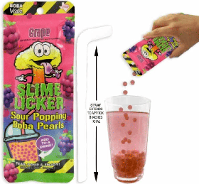 Кисла цукерка Toxic Waste Slime Licker Sour Popping Boba Pearls Grape 84г