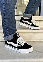 Кеды зимние VANS черно-белые замшевые на флисе теплые женские мужские кроссовки ВАНС