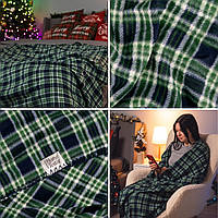 Плед Ardesto Christmas Fleece | 130х160 см, 100% полиэстер, клетка, зеленый, новогодний
