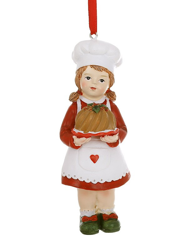 Ялинкова прикраса Дівчинка кондитер 12 см, фото 1