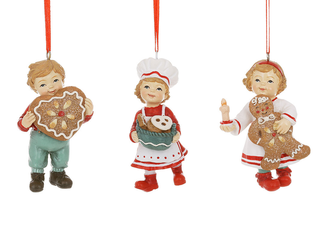 Набір ялинкових прикрас Діти з пряниками 10 см, фото 1