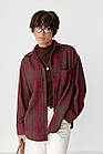 Тепла сорочка в клітинку з накладною кишенею - бордо цвет, M (є розміри), фото 6