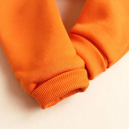 Осінній дитячий ромпер помаранчевий теплий комбінезон з капюшоном тринитка начіс розмір 62 68 74 80 92, фото 2