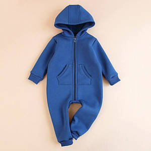 Ромпер дитячий синій з начосом комфортний костюм для дому та садочку тринитка теплий розмір 62 68 74 80 92