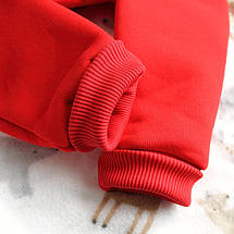 Стильний дитячий ромпер червоний теплий комбінезон тринитка з начосом зручний з капюшоном 62 68 74 80 92, фото 3