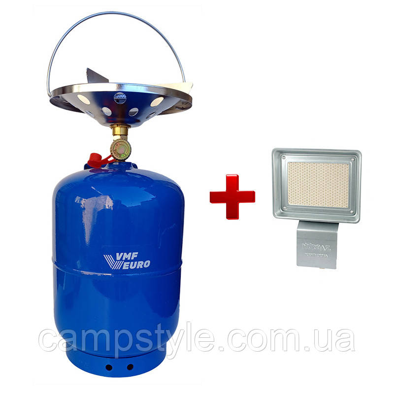 Комплект газовий VMF Euro із балоном на 10 л + газовий інфрачервоний нагрівач Orgaz SB-600, фото 1