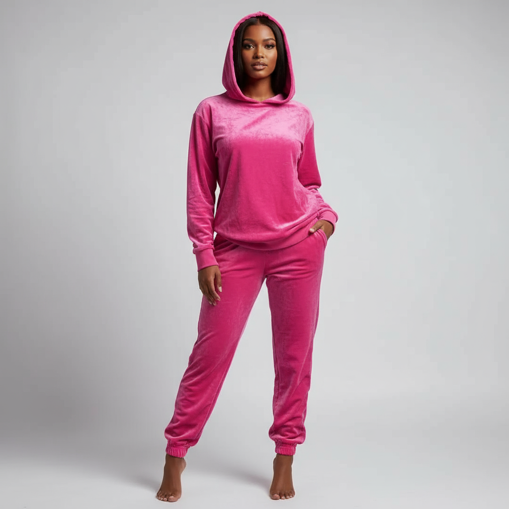 Плюшевий жіночий костюм універсального розміру, худі та штани.