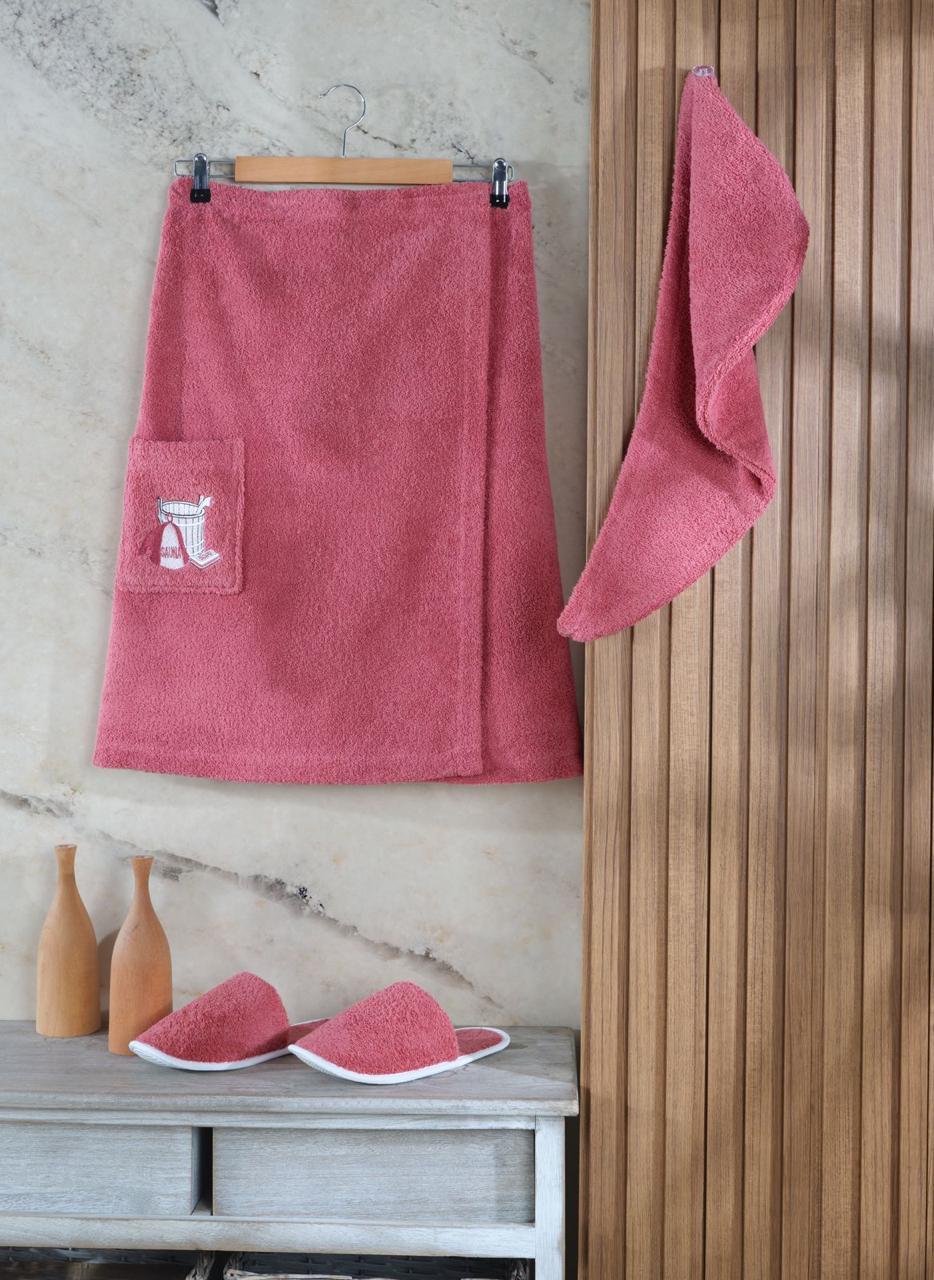 Набір жіночий Amore для сауни, універсальний, кораловий, фото 1