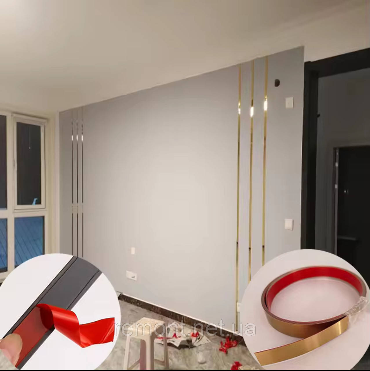 Самоклеюча декоративна металева смуга, молдинг в рулоні з нержавіючої сталі 20 мм × 3 м — дзеркальна, фото 1