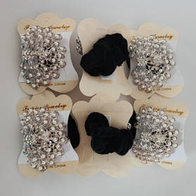 Резинка велика Бантик з брошкою Перлина