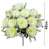 Штучні квіти букет півонії з ромашками Шампань, 48см, фото 3