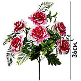 Штучні квіти букет рози пластикові чайні, 36см, фото 4