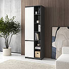 Стелаж для книг із закритими та відкритими полицями з ДСП Книжкова шафа з 2 дверцятами на 12 відділень 70 см завширшки, фото 7