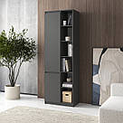 Стелаж для книг із закритими та відкритими полицями з ДСП Книжкова шафа з 2 дверцятами на 12 відділень 70 см завширшки, фото 6