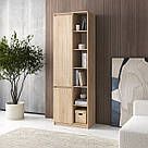Стелаж для книг із закритими та відкритими полицями з ДСП Книжкова шафа з 2 дверцятами на 12 відділень 70 см завширшки, фото 4