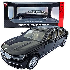 Машинка метал BMW 7 G11 БМВ лімузин чорний 1:24 звук світло 20*5,5*6см (RS-61337)
