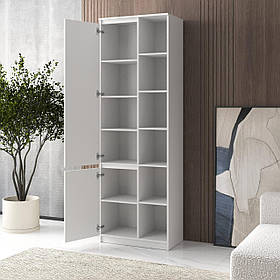 Стелаж для дому високий на 12 відділень 70 см Красивий книжковий двостулковий шафа з Ламінованого ДСП