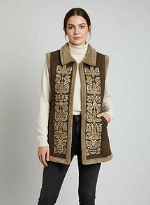 Жіночий кожух етно з екодубляжу з вишивкою SEAM MKSMV141-525