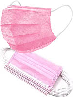Маска 3-х шарова, захисна, одноразова. поштучно-рожеваEStyle