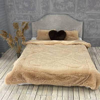 Ковдра покривало дуже тепла пухнаста ковдра травичка наповнювач холофайбер євро розмір 210 х 230 см Капучіно