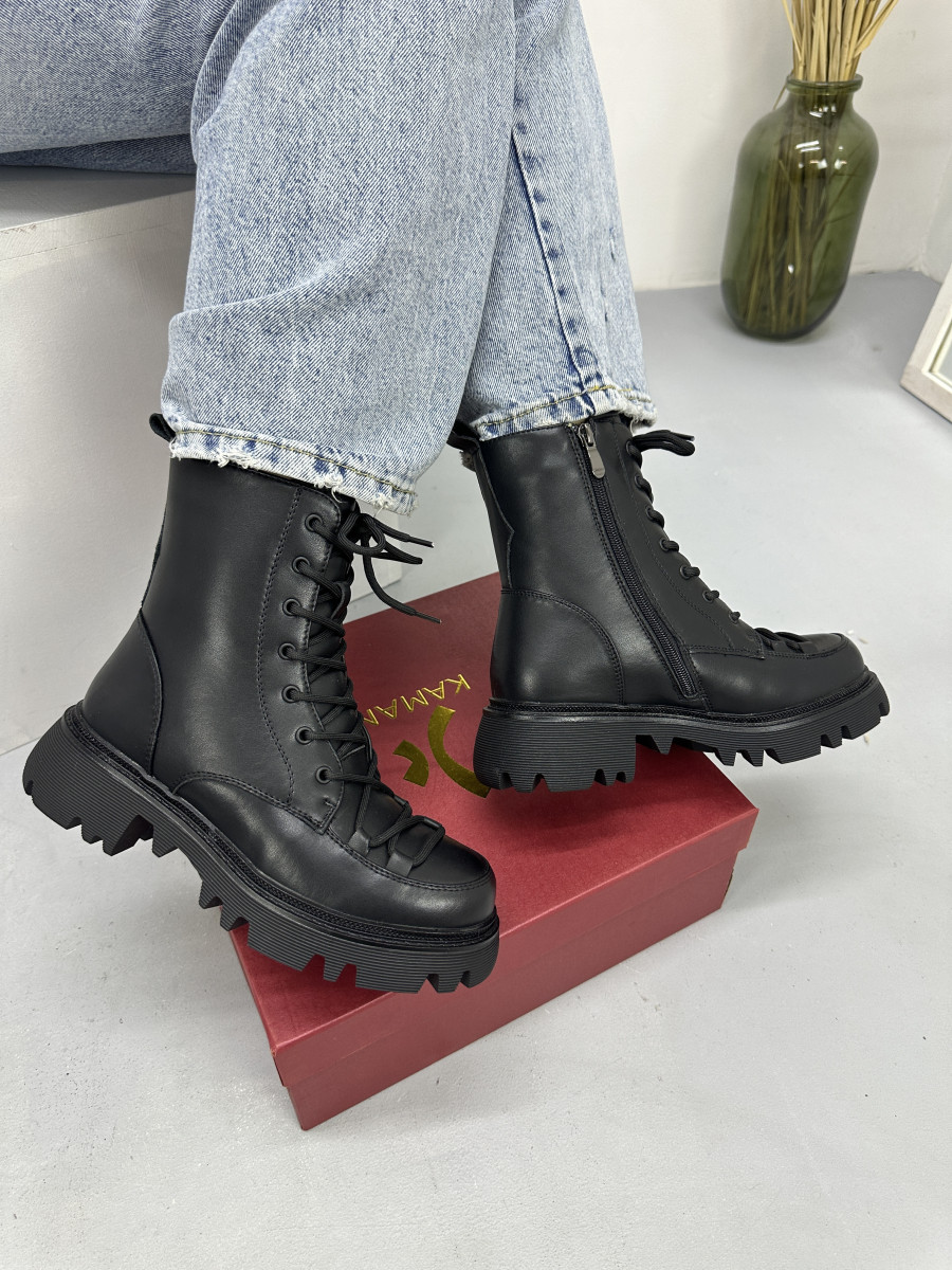 Черевики жіночі MyClassic W113-T1ZM зимові на шнурівці чорні 36, фото 1