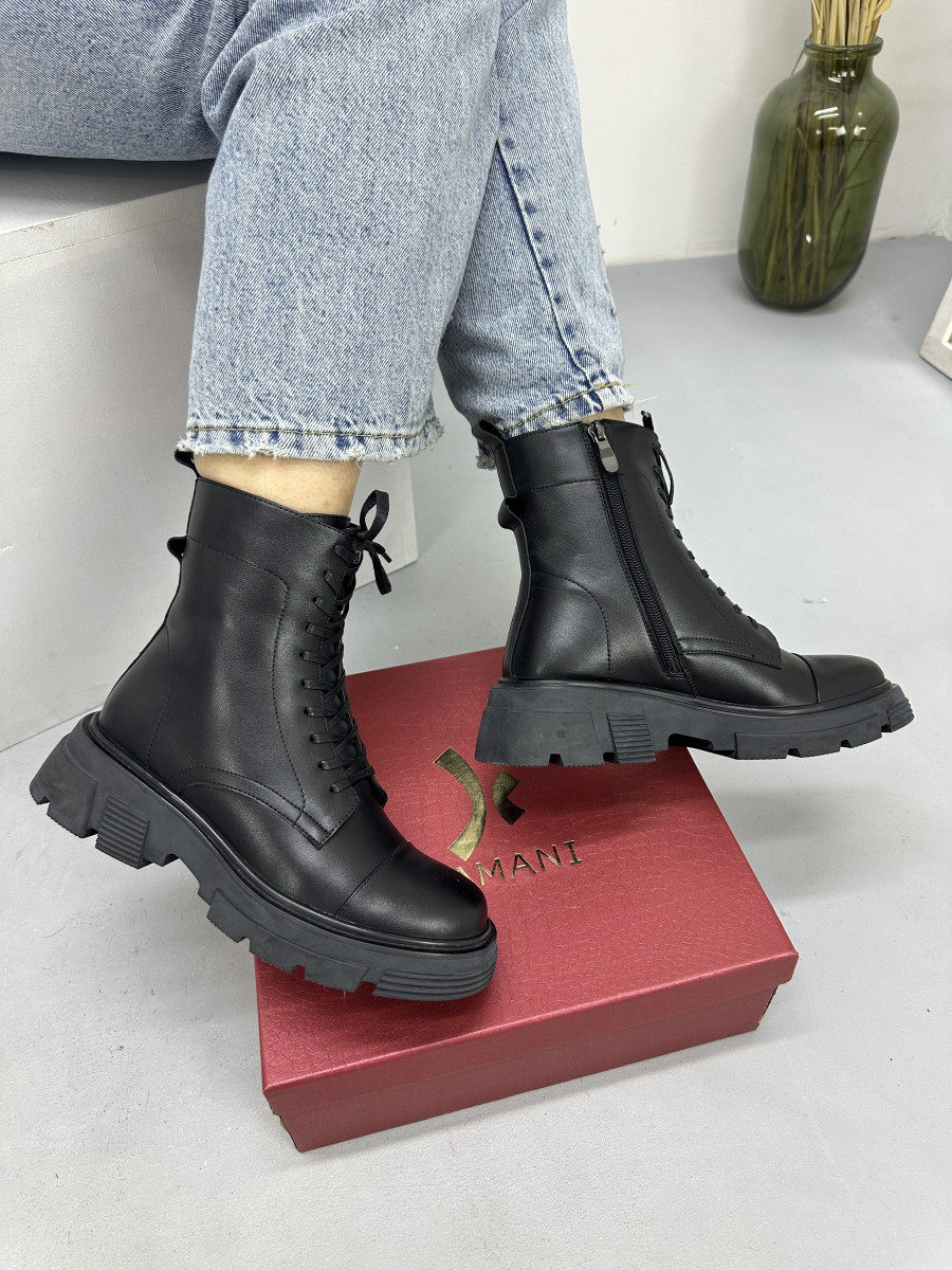 Черевики жіночі Kamani W128-T1ZM зимові на шнурівці чорні 36, фото 1