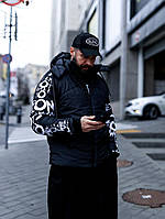 Куртка зимова зі знімним капюшоном чоловіча стильна з принтом SHOP OP