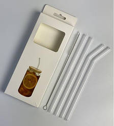 Соломка для коктейлів Оленс Комбопрозор 4 шт + щітка скло (102-1271)