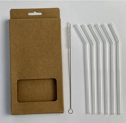 Соломка для коктейлів Оленс Комбопрозорий 6 шт + щітка скло (102-1273)