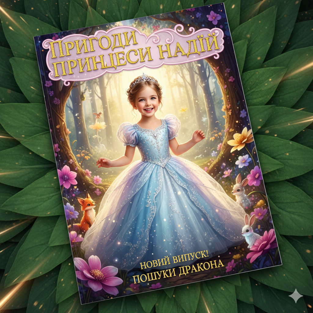 Фотожурнал казка про донечку з вашими фото персональний подарунок на день народження новорічні свята індивідуальне оформлення, фото 1