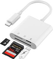 Адаптер для читання карт пам'яті 3 в 1 Vonxite для iPhone та iPad із зарядкою та передачею даних