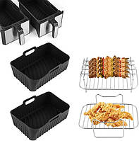 Набір аксесуарів для аерофрітюрниці INMUA силіконові форми решітки чорні для Ninja Dual AF300UK AF400UK
