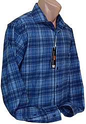 Чоловічі сорочки кашемір (Туреччина) Brossard vd-8335 класична синя картата, тепла чоловіча сорочка кашемір на зиму 44