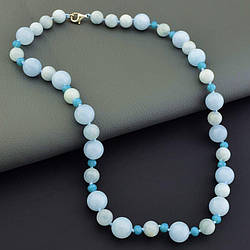 Намисто з натуральних каменів Аквамарин Срібло(925) 52 сантиметрів