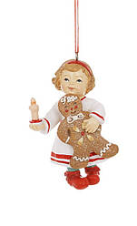 Ялинкова прикраса Дівчинка зі свічкою та пряниковим чоловічком 9.5 см