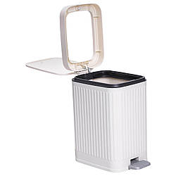 Відро для сміття з педаллю 5л відро для сміття з кришкою і педаллю Білий HP-45-11BE Доставка по Україні