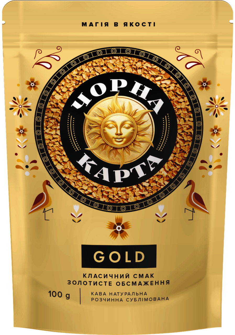 Кава розчинна Чорна Карта Gold, пакет, 100г, фото 1