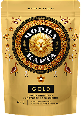 Кава розчинна Чорна Карта Gold, пакет, 100г