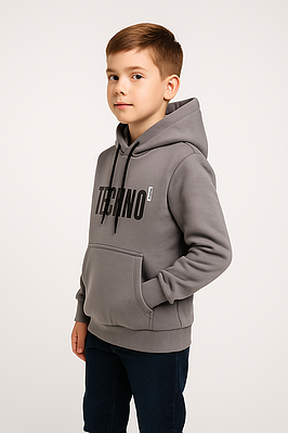 Худі дитяче для хлопчика 9-12 років сіре (5003-03)